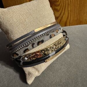 Leopard faux fur leather bracelet